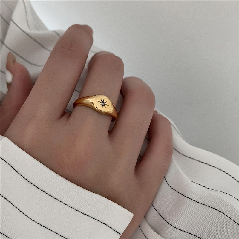 Celestial inspired five pointed star ring stainless steel women