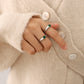 French green zirconia ring in stainless steel 18K gold plated for women
