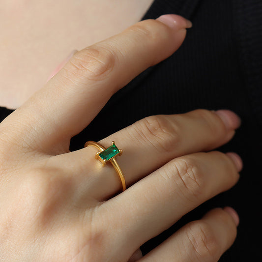 French romantic retro zircon ring in stainless steel 18K gold plated