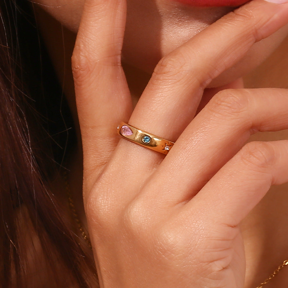 Goccia Color Zircon Ring with colorful zircon stones, view 2 | PURAJOIA