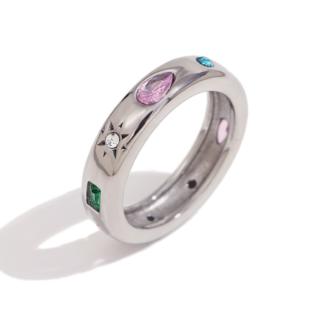 Goccia Color Zircon Ring with colorful zircon stones, view 6 | PURAJOIA