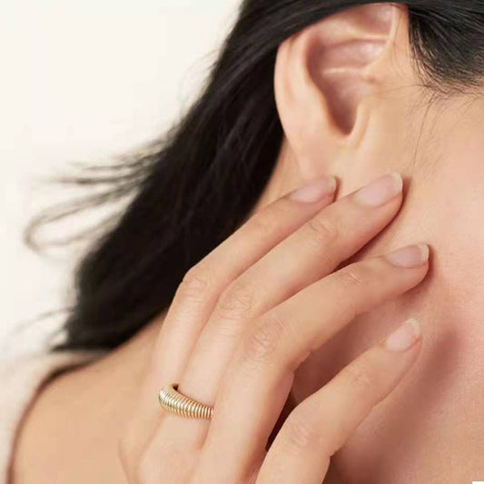 Elegant gold plated ring for women fashion stainless steel jewelry