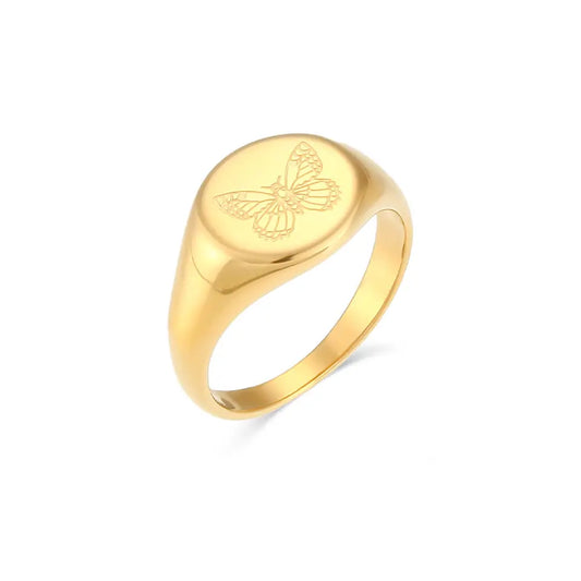 Gold plated stainless steel butterfly ring elegant women’s jewelry