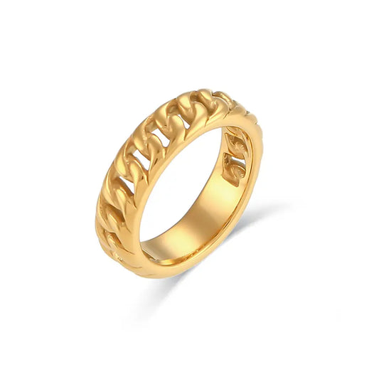 Durable hypoallergenic gold plated stainless steel chain ring
