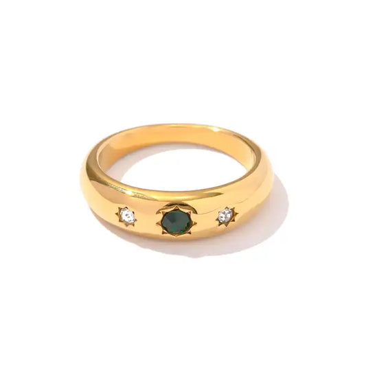 Bold yet minimal croissant ring crafted in gold plated stainless steel, designed to shine everyday
