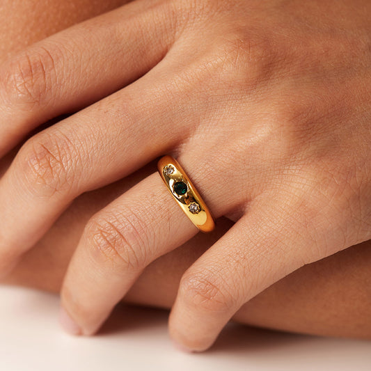 Bold yet minimal croissant ring crafted in gold plated stainless steel, designed to shine everyday