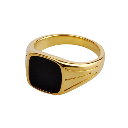 Gold plated stainless steel women’s ring modern jewelry piece