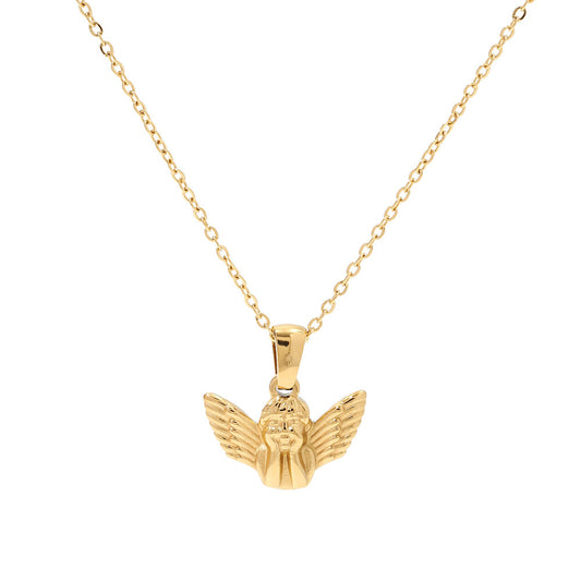 Gold steel angel emblem necklace timeless women’s jewelry