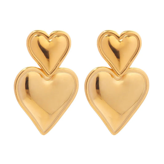 Stainless steel heart-shaped pendant earrings women’s elegant jewelry