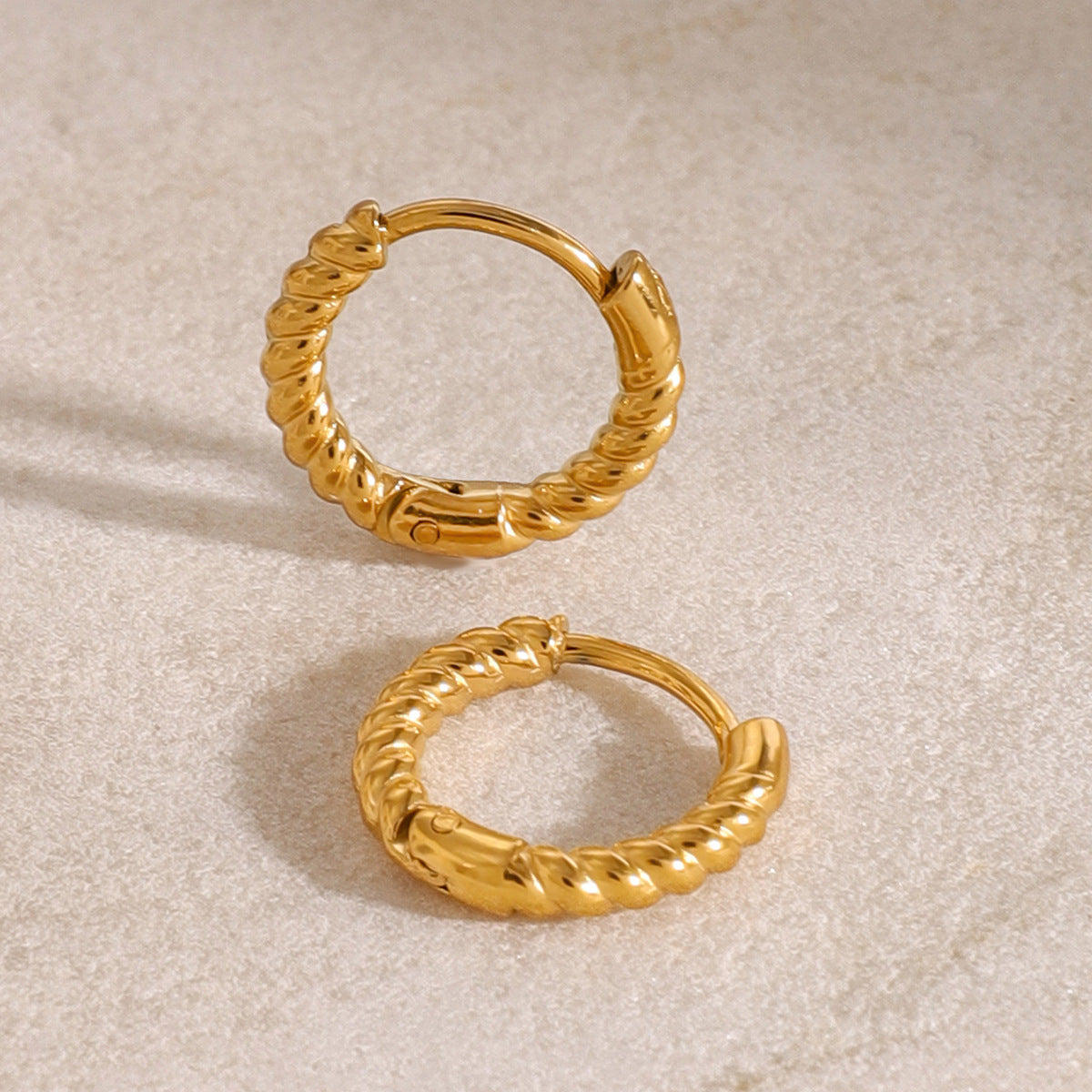 Intreccio Twist Stud Earrings with woven geometric design, view 4 | PURAJOIA