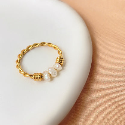 Perla Twist Ring with natural freshwater pearl, view 5 | PURAJOIA