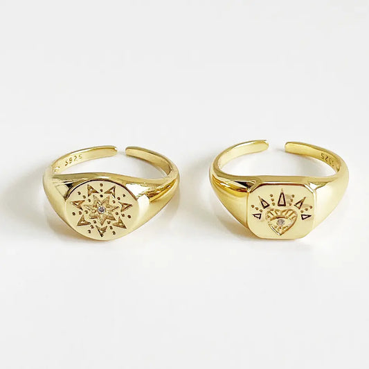 925 sterling silver retro pattern ring vintage women’s jewelry