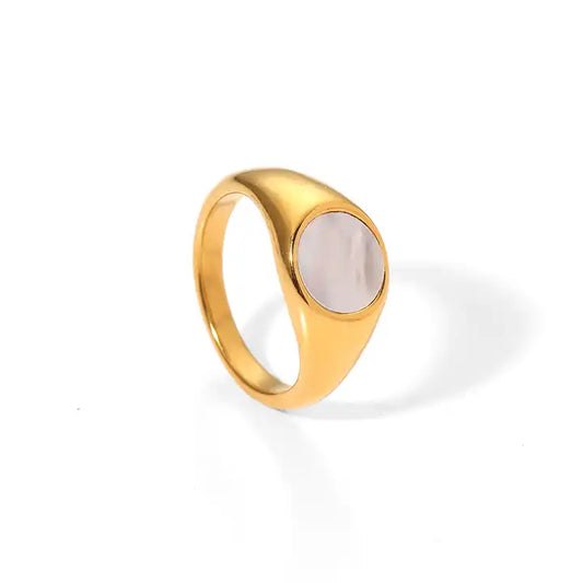 Retro round gold steel shell ring elegant women’s jewelry