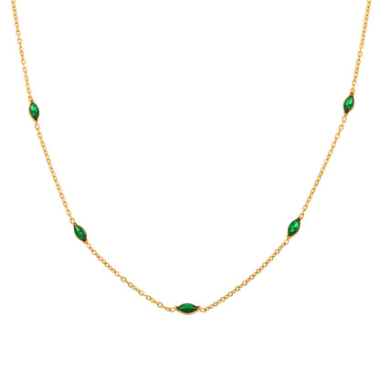 Simple zircon necklace 18K gold plated stainless steel elegant style