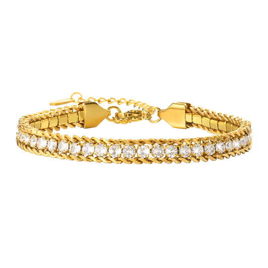 Stainless steel chain zircon bracelet timeless women’s jewelry