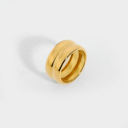 Double layer stainless steel ring with vacuum plating for women