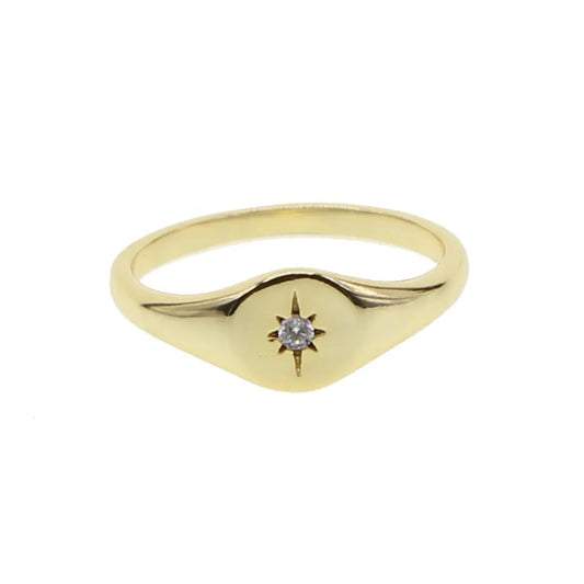 Elegant women’s stainless steel ring five pointed star style
