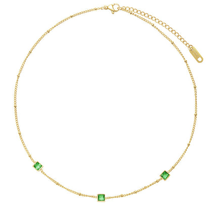 Stainless steel French square jewelry with colorful zircon stones