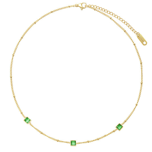 Stainless steel French square jewelry with colorful zircon stones