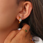 Thick oval zircon earrings 18K gold plated stainless steel jewelry