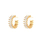 Stainless steel hoop earrings with clear zircon stones elegant design
