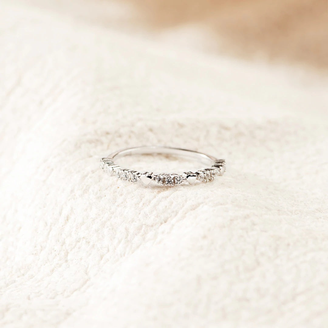 Sterling silver heart zircon ring elegant women’s jewelry