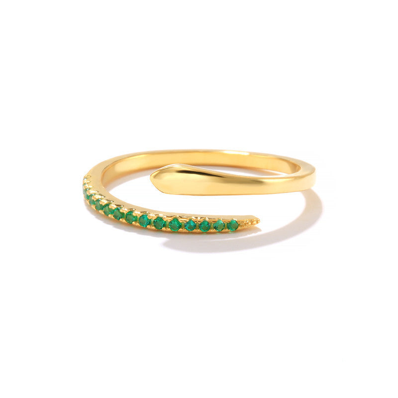 Serpentine style zircon ring sterling silver fashion jewelry