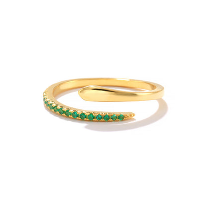 Serpentine style zircon ring sterling silver fashion jewelry