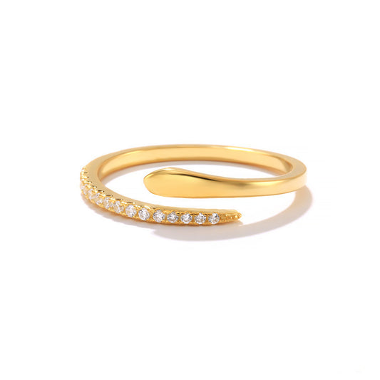 Sterling silver snake zircon ring elegant women’s jewelry