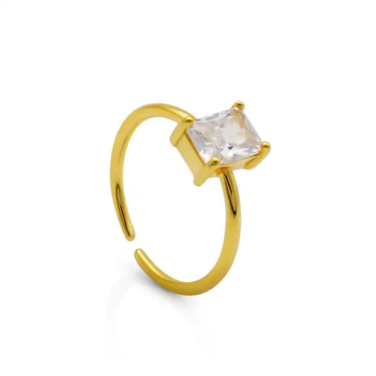 Sterling silver square zircon ring minimalist women’s jewelry