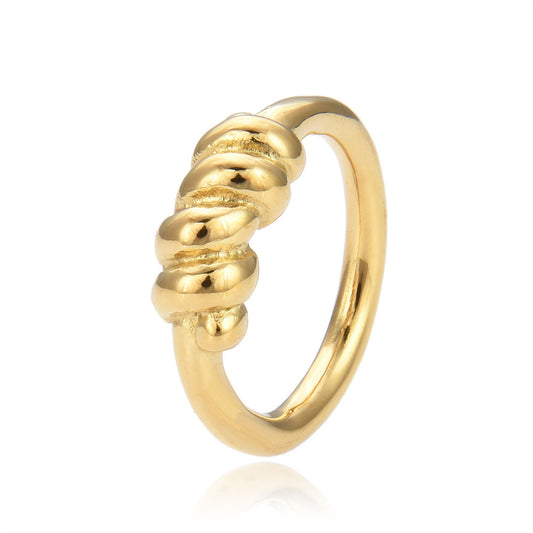 Threaded croissant ring modern textured women’s jewelry