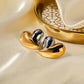 Romantic pleated love heart stud earrings gold plated finish