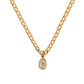 Chic stainless steel pendant necklace with oval crystal design