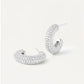 Elegant cubic zirconia hoop earrings C-shaped 925 silver