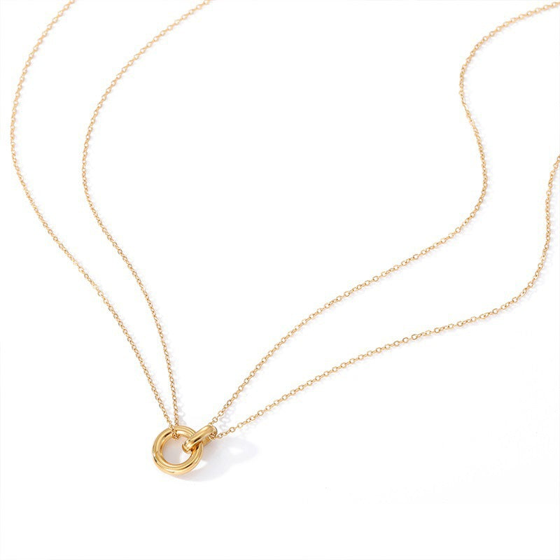 Modern two tone stainless steel pendant necklace sophisticated style