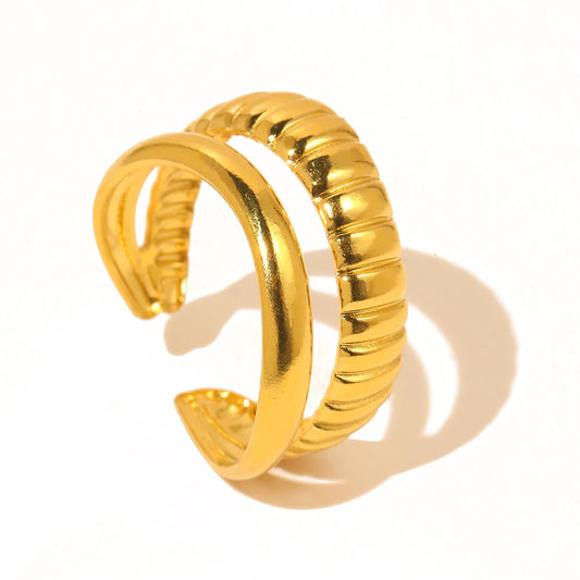 Timeless gold or silver geometric open ring for women stainless steel