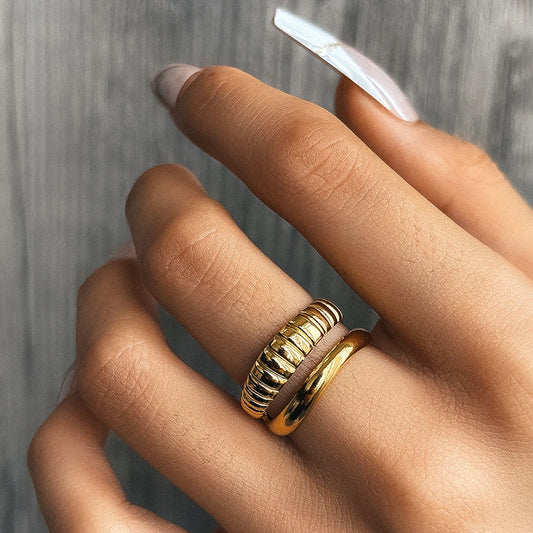 Timeless gold or silver geometric open ring for women stainless steel