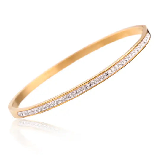 Waterproof stainless steel zircon cuff bracelet women’s jewelry