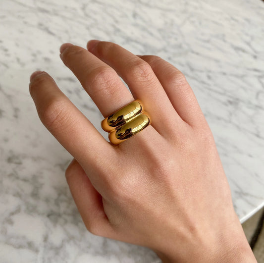 Modern women’s jewelry double layer stainless steel ring