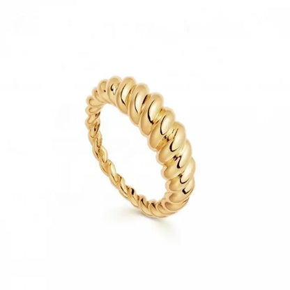 Minimalist twist design ring crafted in gold plated finish