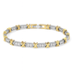 Two-tone gold and silver bracelet with diamond accents on a white background