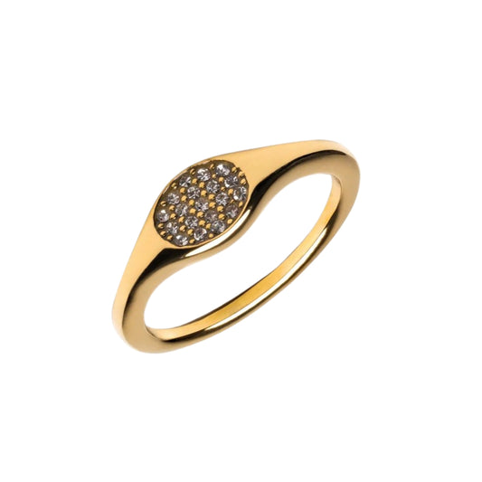 Women’s stainless steel ring set with white zircon stones