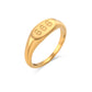 Women's Stainless Steel Oval Number Gold Ring