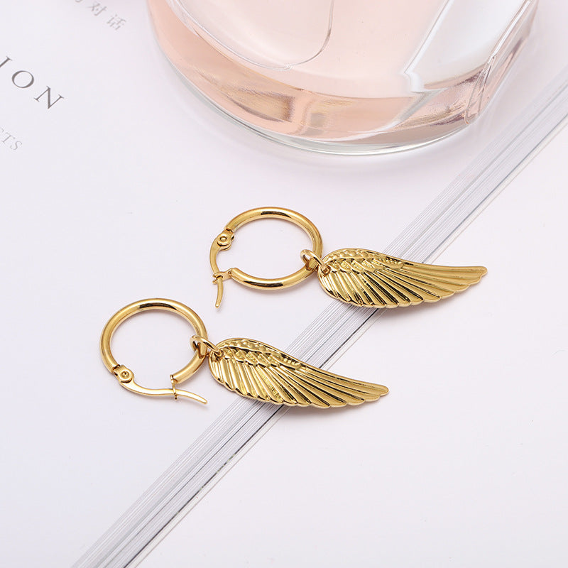  Elevate Your Look with Stainless Steel Feather Earrings