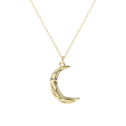 Pleated rippled moon necklace