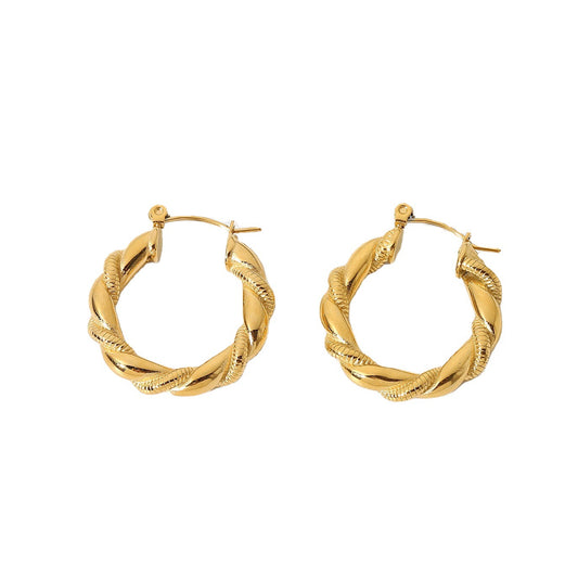 Earrings 18K Gold Plated Stainless Steel Bread Pattern