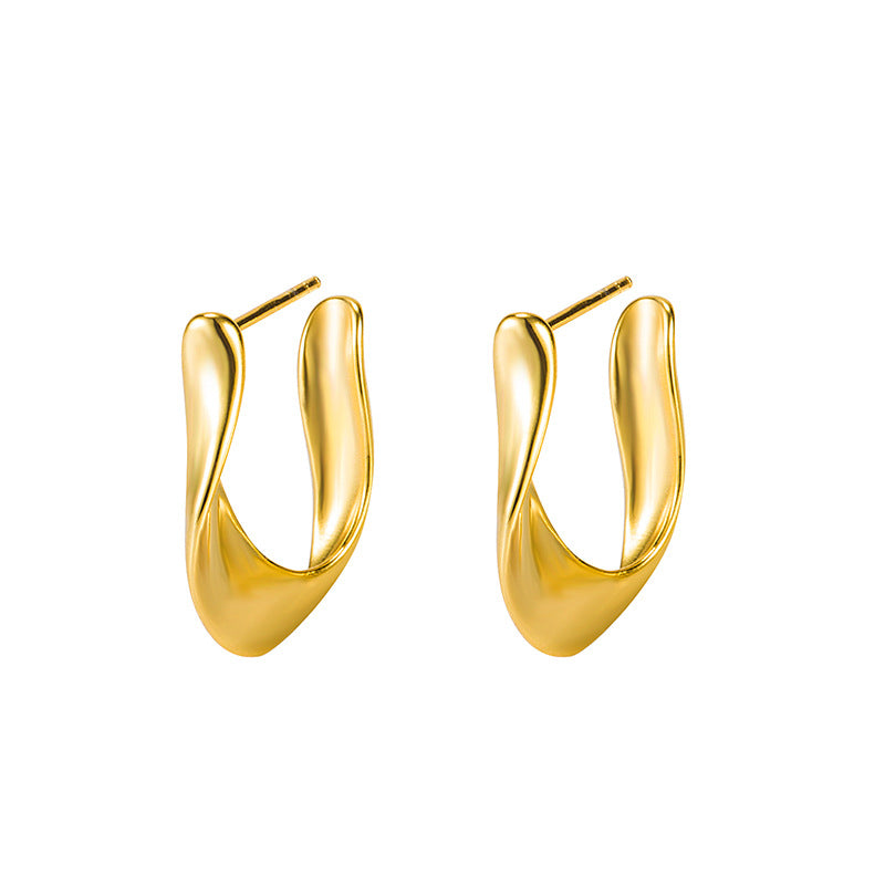 Cold Wind C-shaped Twisted Earrings 