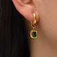 Women's Fashionable And Versatile Green Zirconia Stainless Steel Dangle Earrings