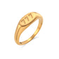 Women's Stainless Steel Oval Number Gold Ring