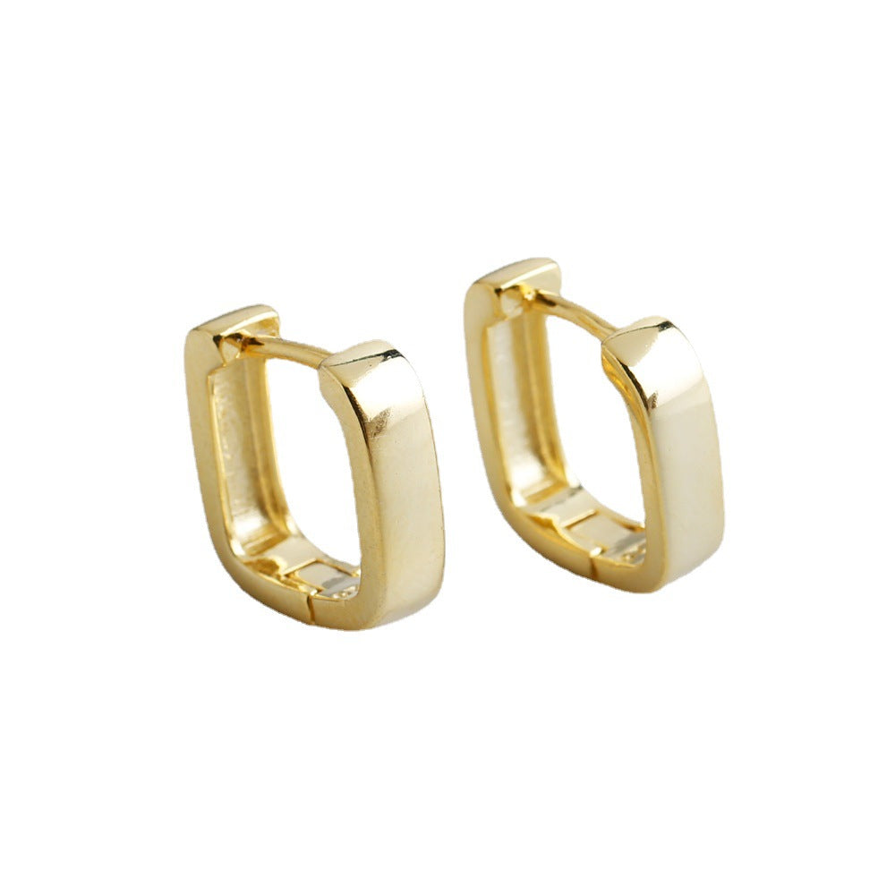 Women's Wide-faced Gold Pigment Hoop Earrings